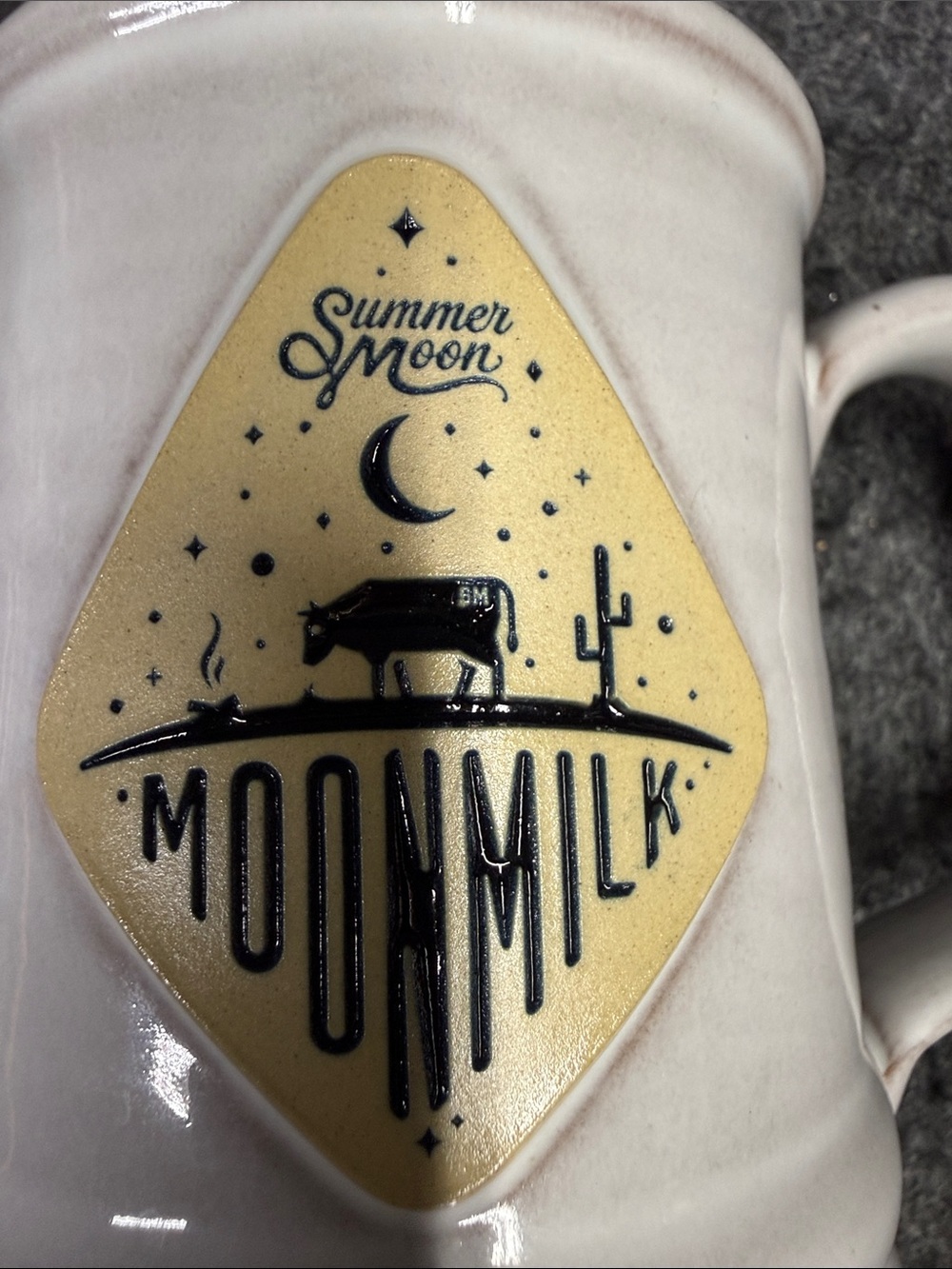 Moon 2019 Milk Beige Ceramic Coffee Mug with Logo Plaque - Picture 2 of 7